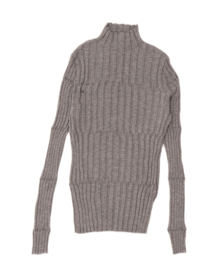 Zara Dame Turtle Neck Jumper Sweater UK 12 Medium Grey Polyester