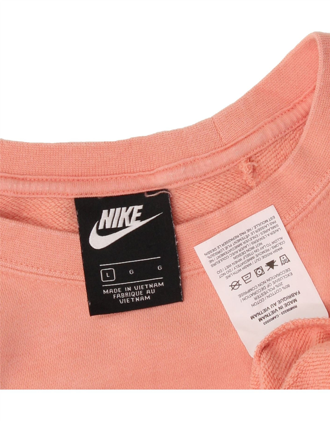 NIKE Womens Graphic Sweatshirt Jumper UK 16 Large Pink Cotton Vintage Nike and Second-Hand Nike from Messina Hembry 