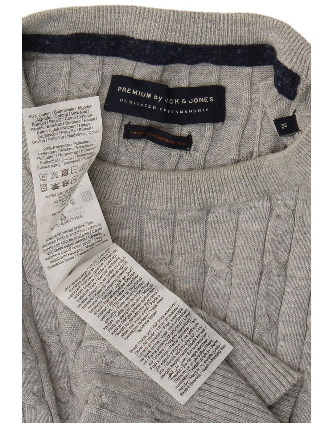 JACK & JONES Herre sweater med rund hals XL Grå bomuld