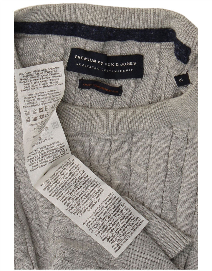 JACK & JONES Herre sweater med rund hals XL Grå bomuld
