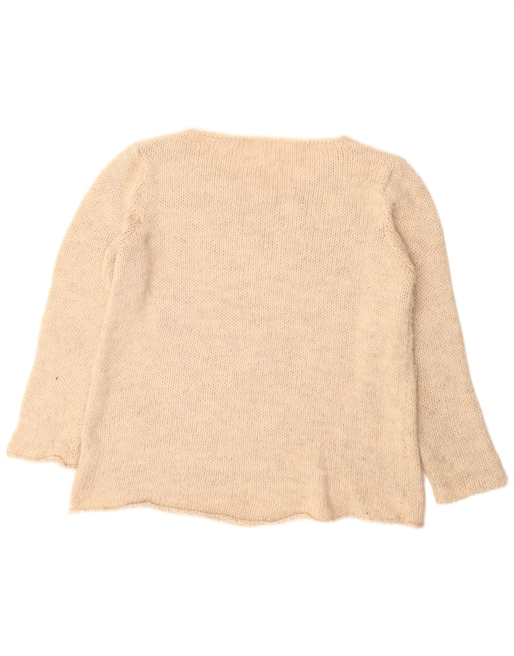 Zara Dame Boat Neck Jumper Sweater UK 14 Medium Beige Akryl