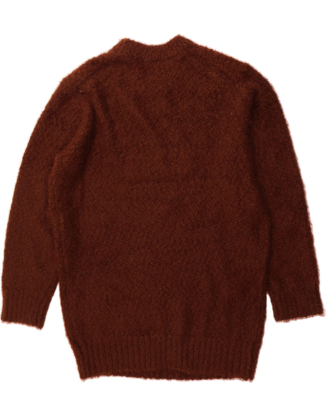 TOPSHOP Womens Longline Crew Neck Jumper Sweater UK 14 Medium Brown Vintage Topshop and Second-Hand Topshop from Messina Hembry 