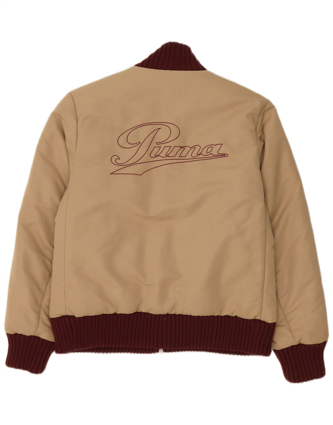 Puma Graphic Bomber Jacket UK 16 Large Beige Colourblock Polyester