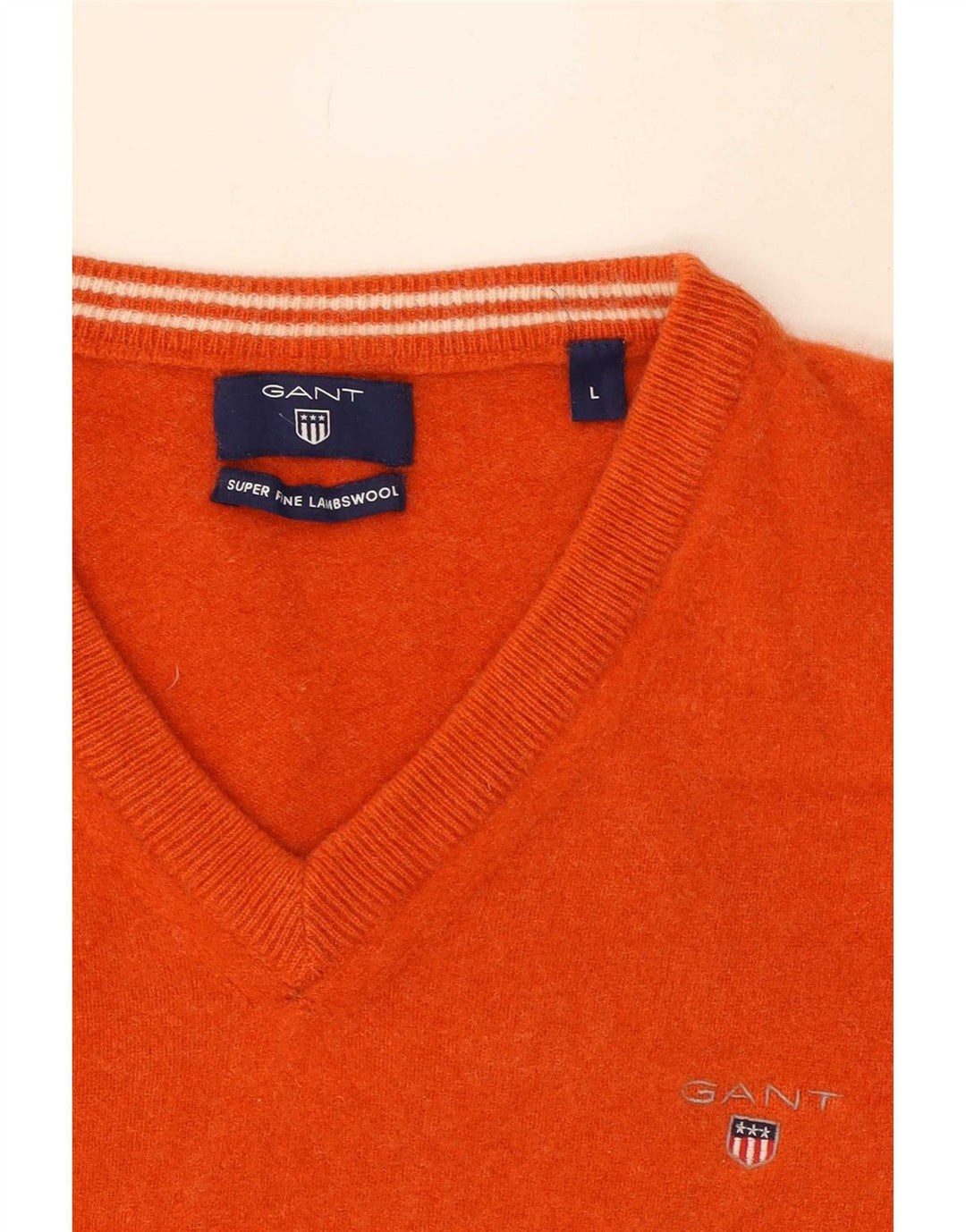 Gant Dame V-hals sweater UK 14 Stor Orange Uld
