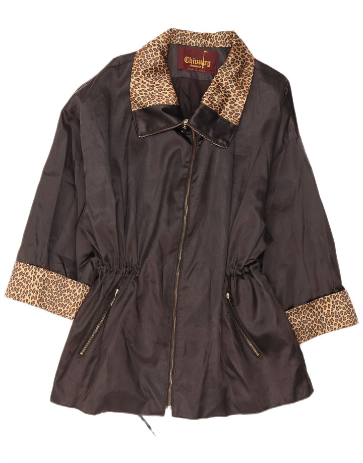 Chivalry Womens Overcoat UK 12 Medium Black Animal Print
