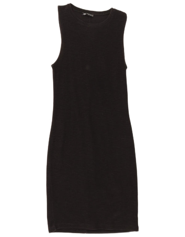 Zara Dame Sleeveless Sheath Dress UK 12 Medium Black