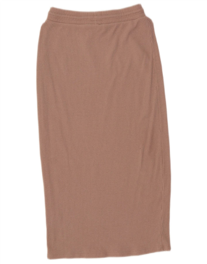 Zara Dame Højtalje Midi Nederdel Medium W28 Pink Polyester