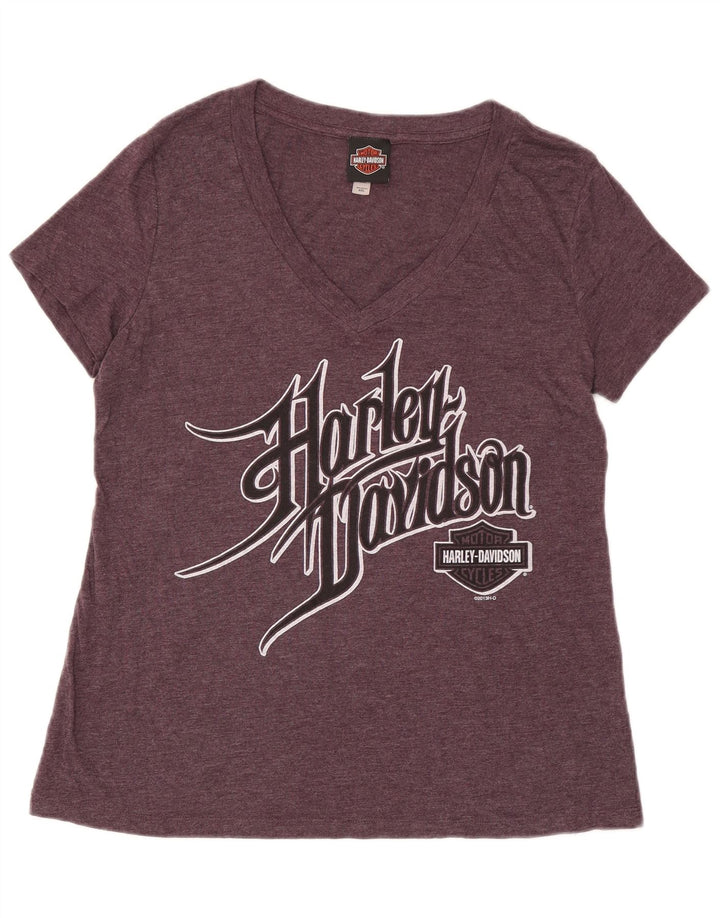 Harley Davidson Dame Grafisk T-Shirt Top UK 20 2XL Lilla Polyester