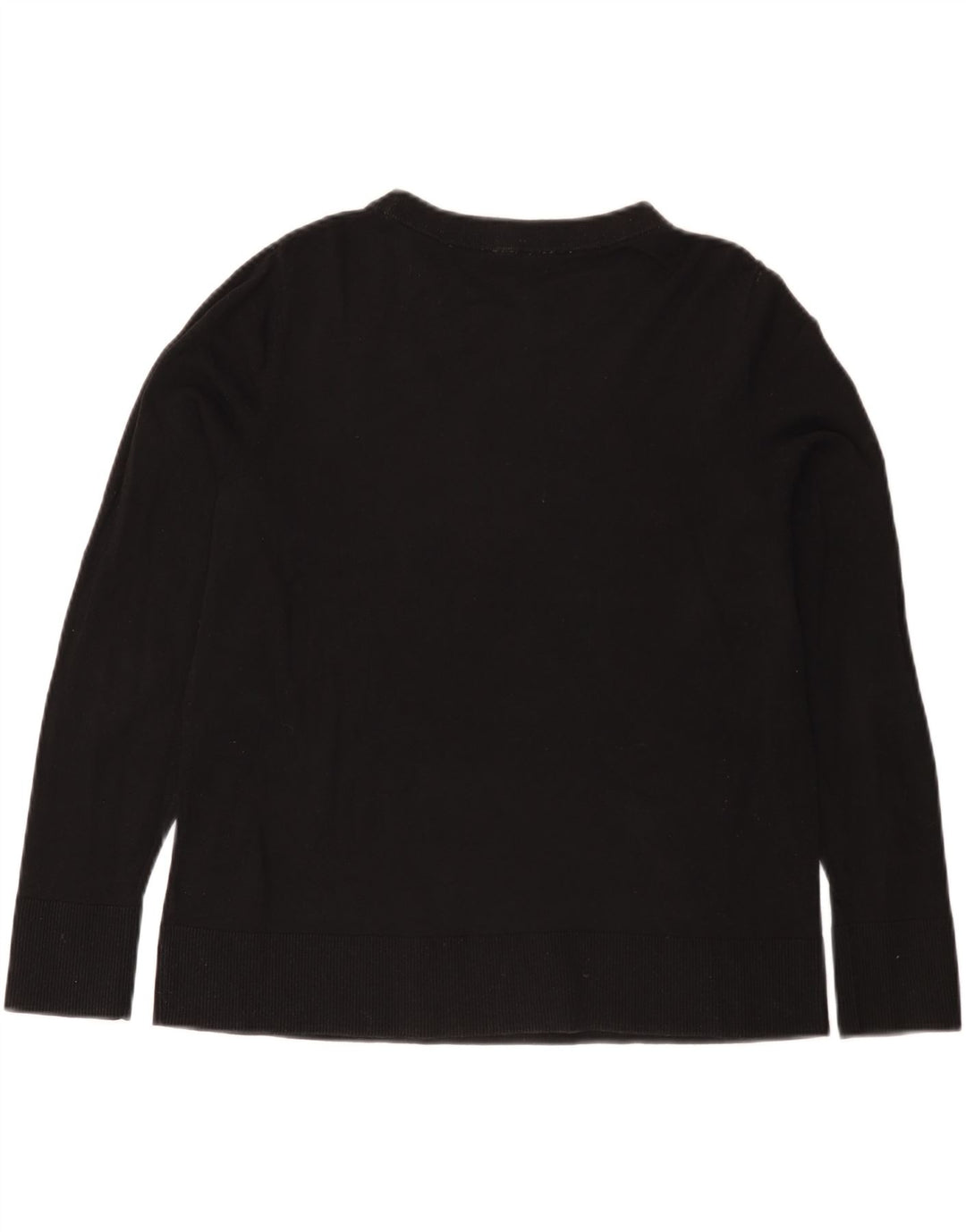 Cos Dame Boat Neck Jumper Sweater UK 14 Medium Sort Bomuld