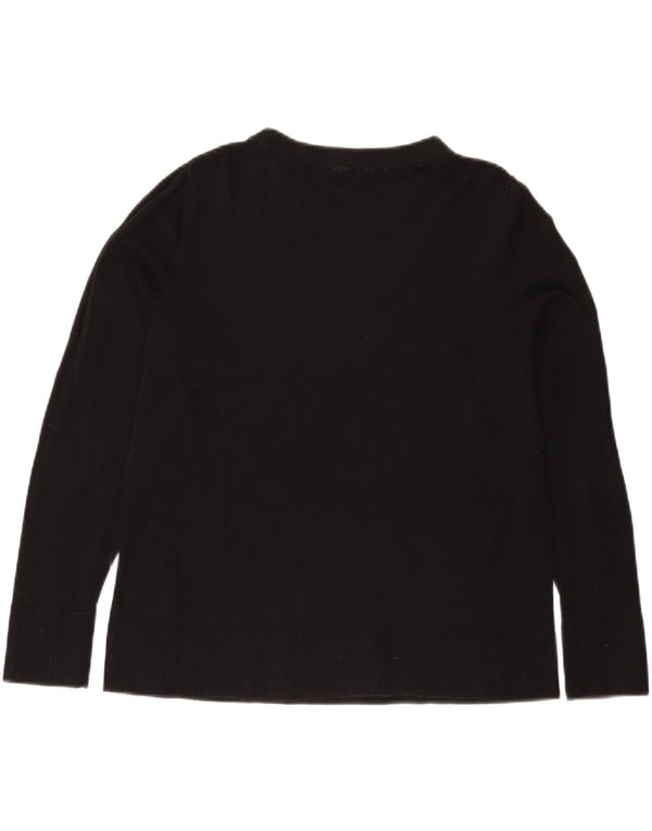 Cos Dame Boat Neck Jumper Sweater UK 14 Medium Sort Bomuld