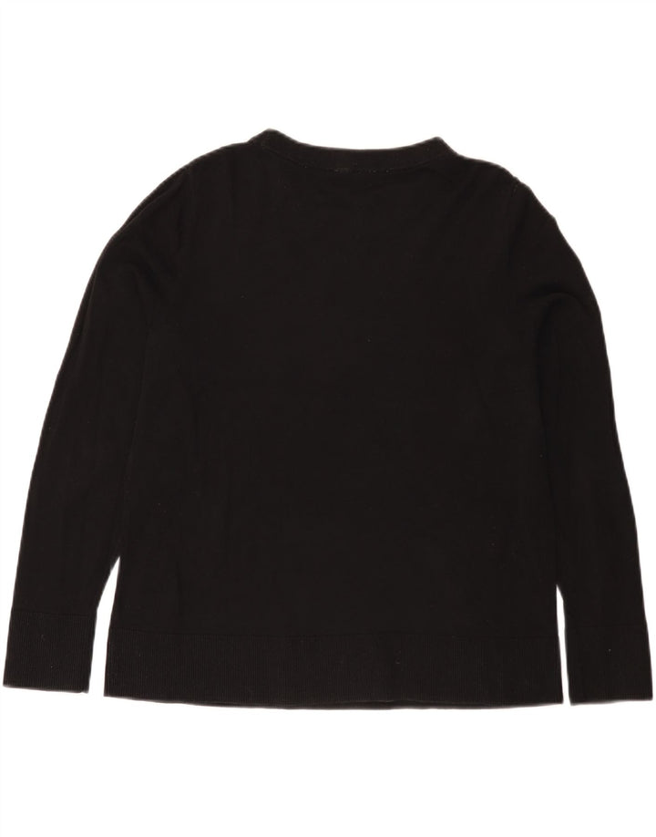 Cos Dame Boat Neck Jumper Sweater UK 14 Medium Sort Bomuld