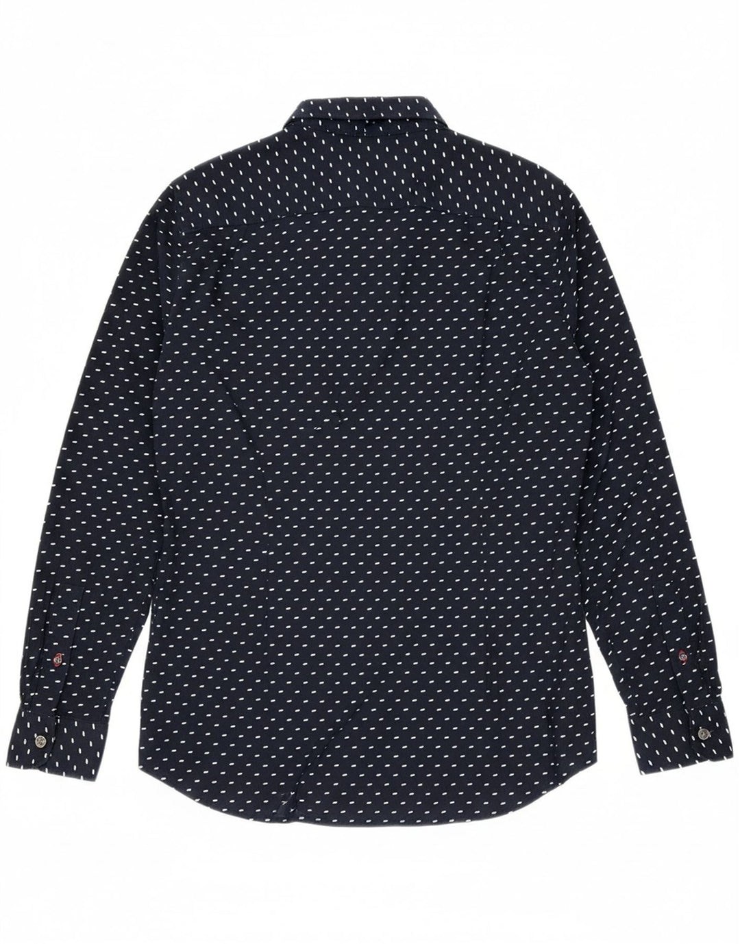 TOMMY HILFIGER Mens Slim Fit Shirt Medium Navy Blue Spotted Cotton