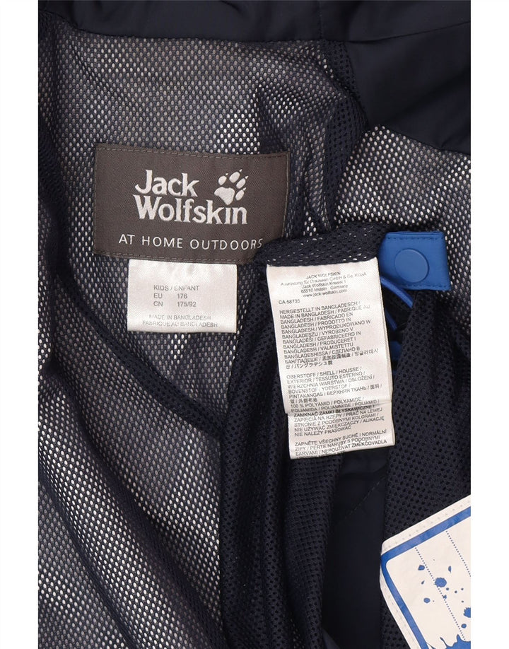 Jack Wolfskin Drenge regnjakke 15-16 år Blå Colourblock Polyamid