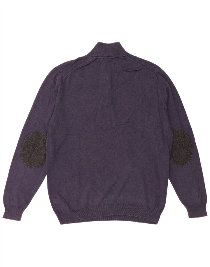 MASSIMO DUTTI Herre sweater med lynlåshals Stor marineblå bomuld