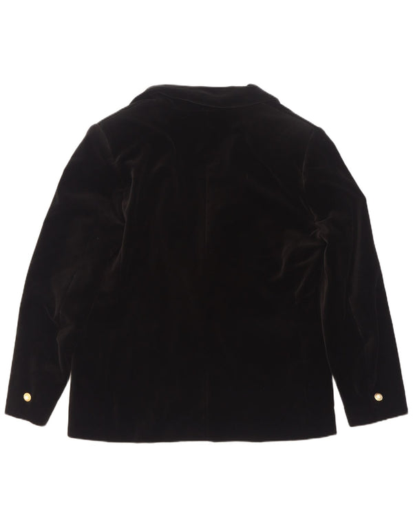 Vintage Dame 1 Knap Velvet Blazer Jacket IT 50 XL Sort Bomuld