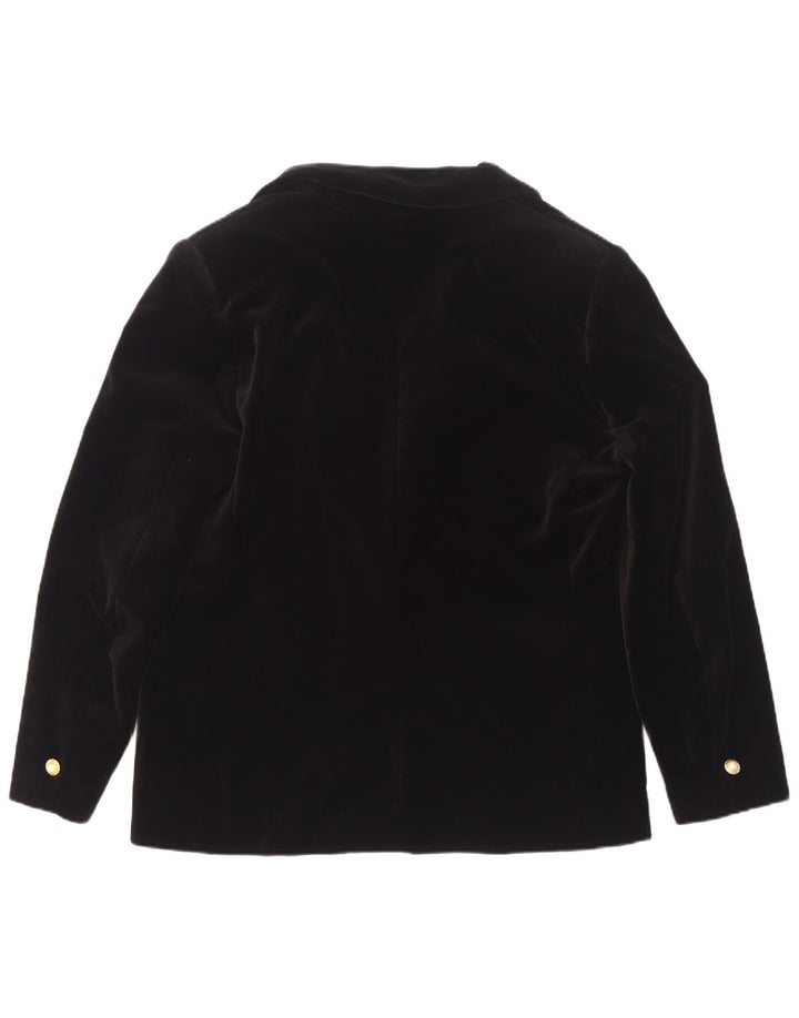 Vintage Dame 1 Knap Velvet Blazer Jacket IT 50 XL Sort Bomuld