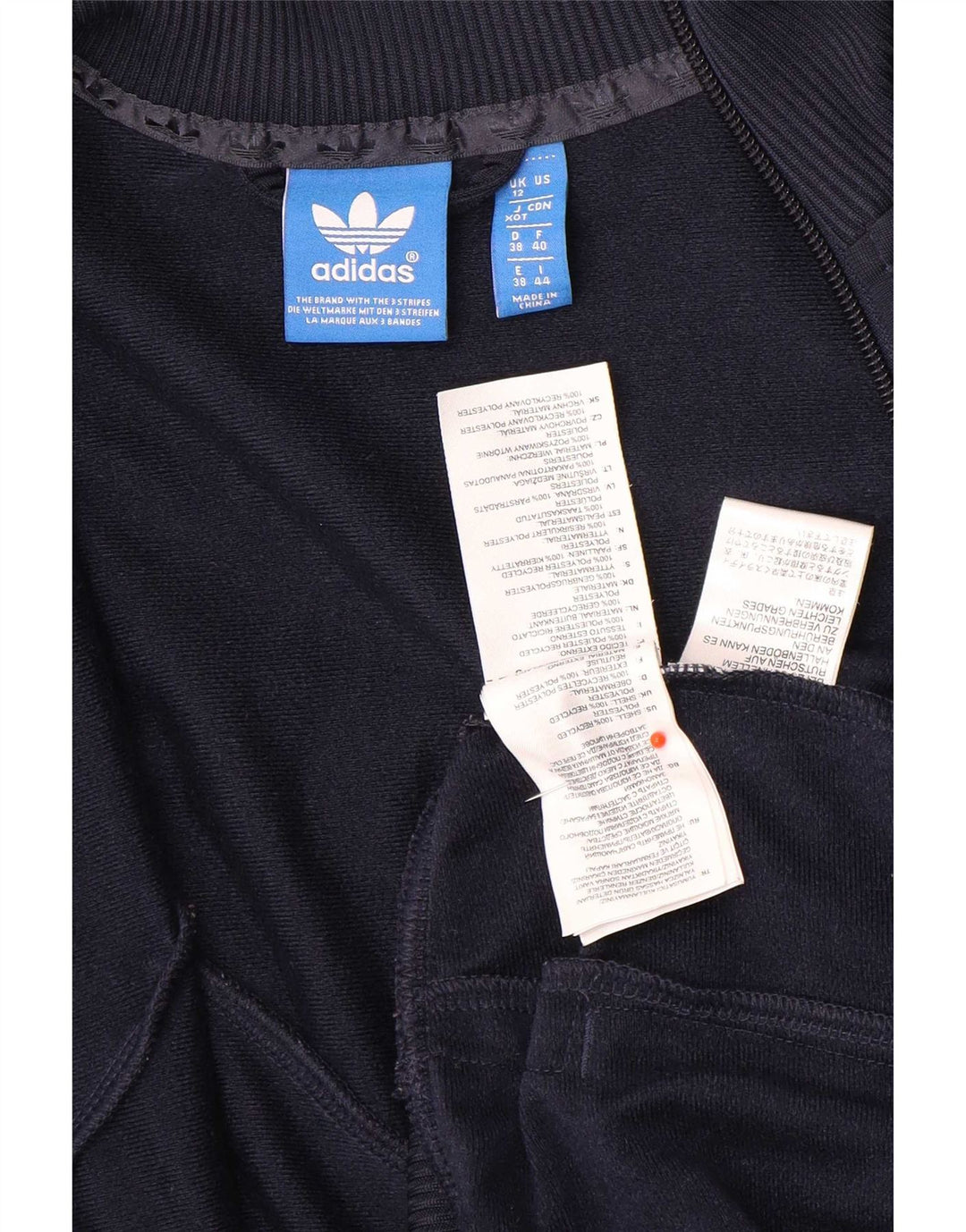 Adidas træningsdragt topjakke til kvinder UK 12 Medium Navy Blue Colourblock