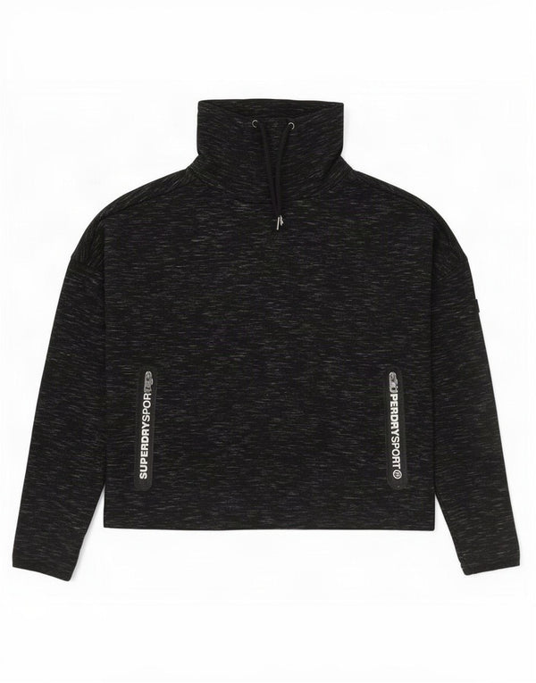 Superdry Womens Grafisk Oversized Sweatshirt Jumper UK 2 2XS Sort Flecked