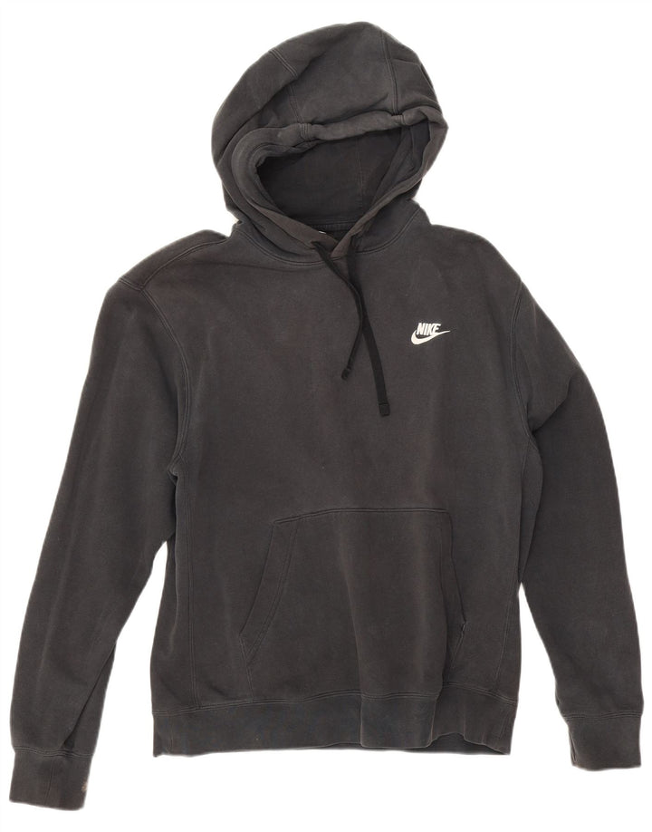 Nike Dame Oversized Hoodie Jumper UK 14 Medium Sort Bomuld