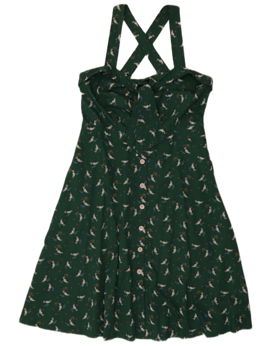 EDC Dame Halter Dress IT 42 Medium Green Floral Cotton