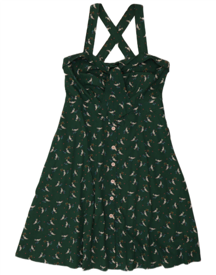 EDC Dame Halter Dress IT 42 Medium Green Floral Cotton