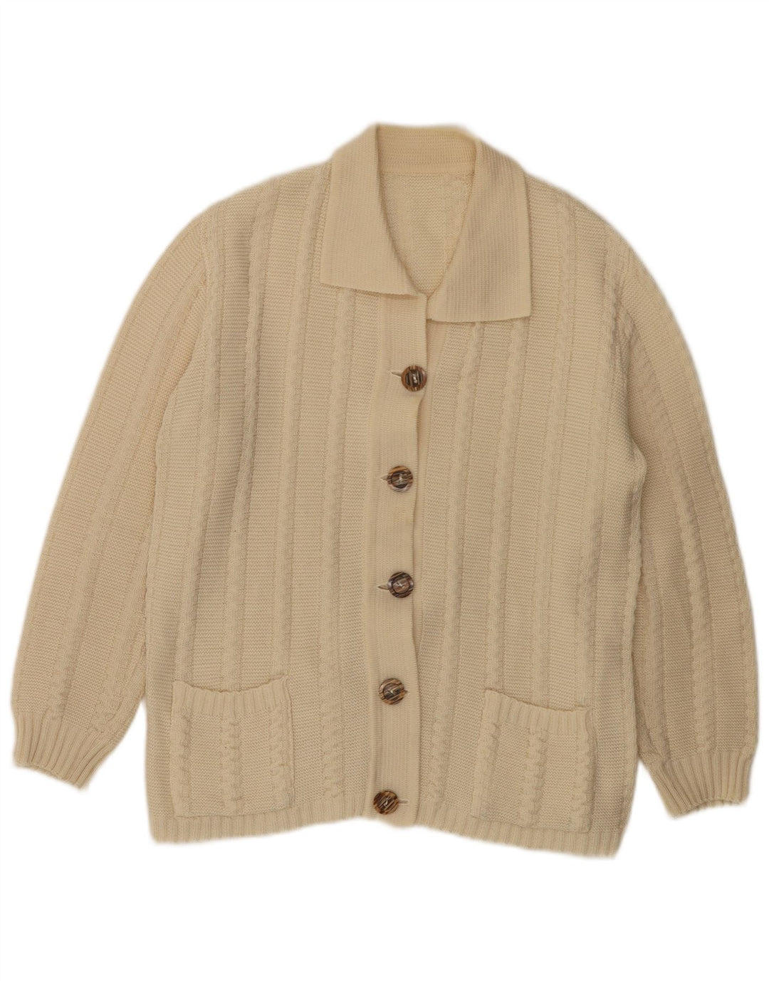 Vintage dame cardigan sweater UK 16 Large Off White