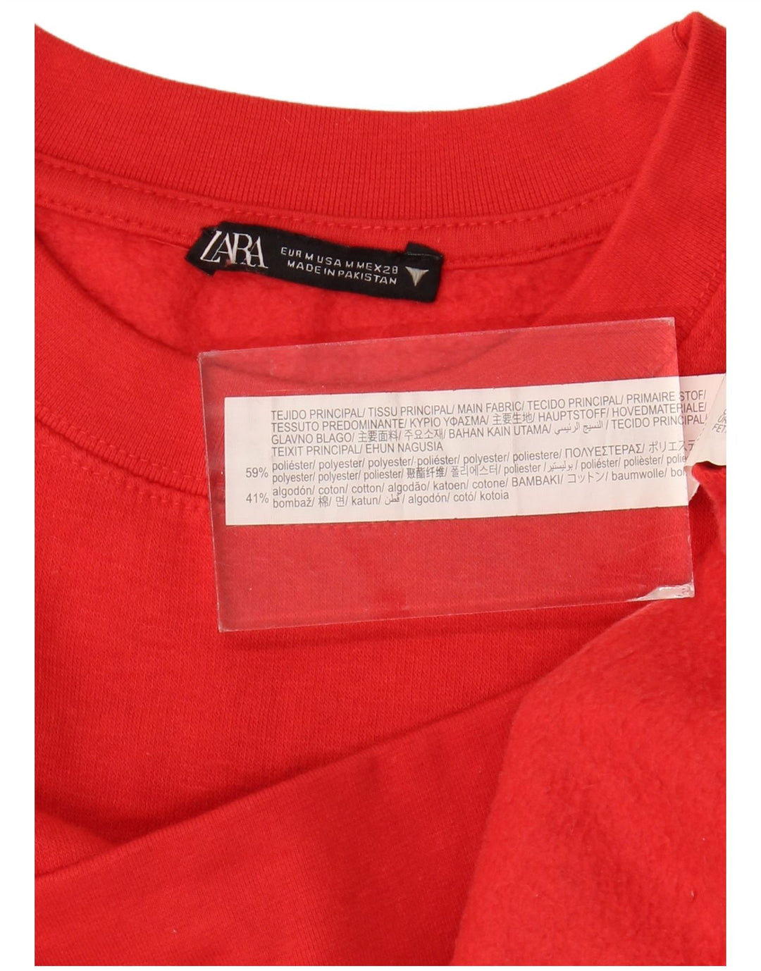 Zara Womens Crop Sweatshirt Jumper UK 14 Medium Rød Polyester
