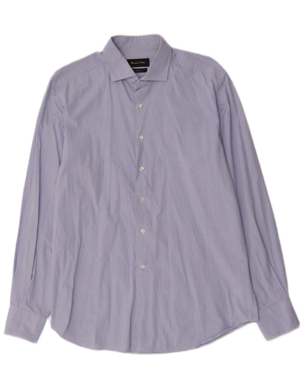 Massimo Dutti Herre Slim Fit Skjorte Størrelse 42 16 1/2 Large Blue Gingham Cotton