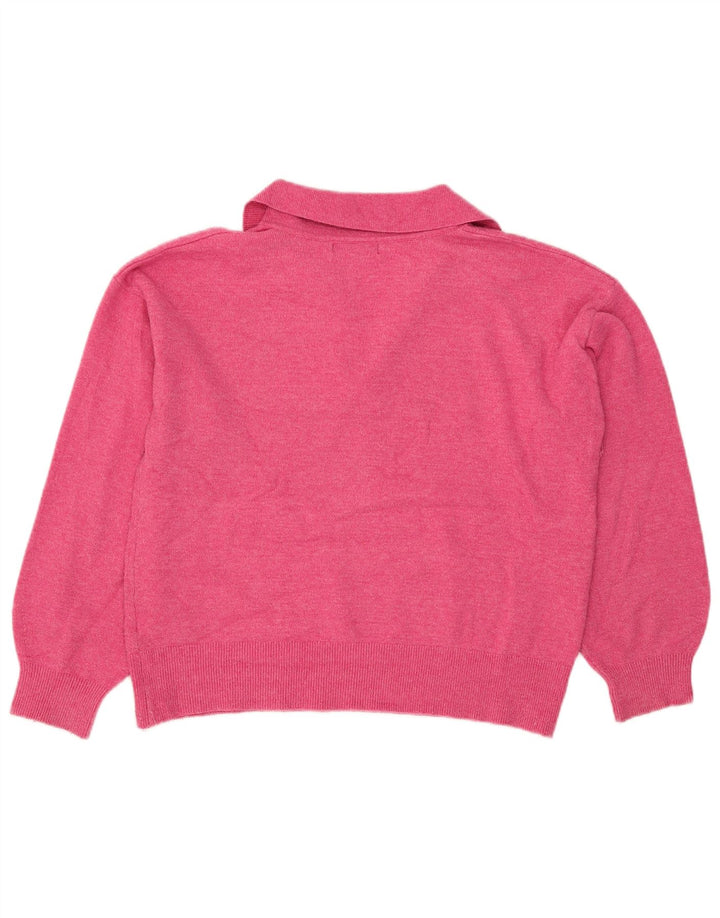 Marks & Spencer Dame Polo Neck Jumper Sweater UK 14 Medium Pink Polyester