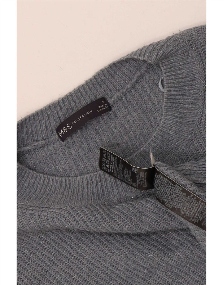 Marks & Spencer Dame sweater med rund hals DK 12 Medium Grå Akryl