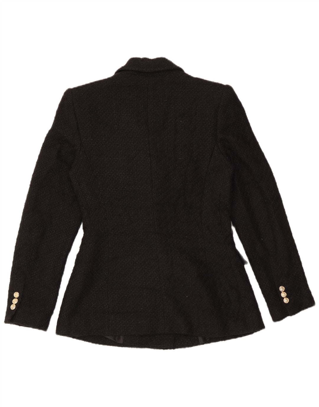 Zara Dame Double Breasted Blazer Jacket UK 10 Small Black Acryl
