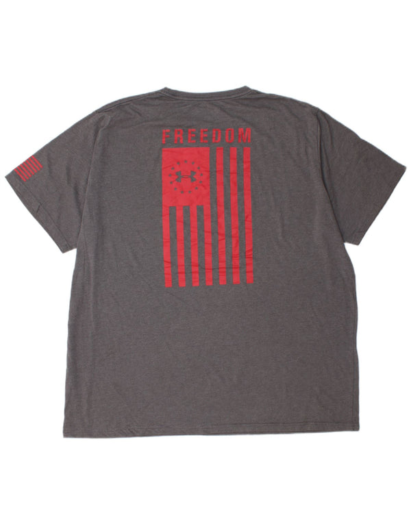 UNDER ARMOUR Herre Heat Gear Grafisk T-Shirt Top 3XL Grå Stribet