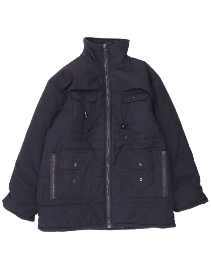VINTAGE Mens Windbreaker Jacket UK 40 Large Navy Blue Polyester