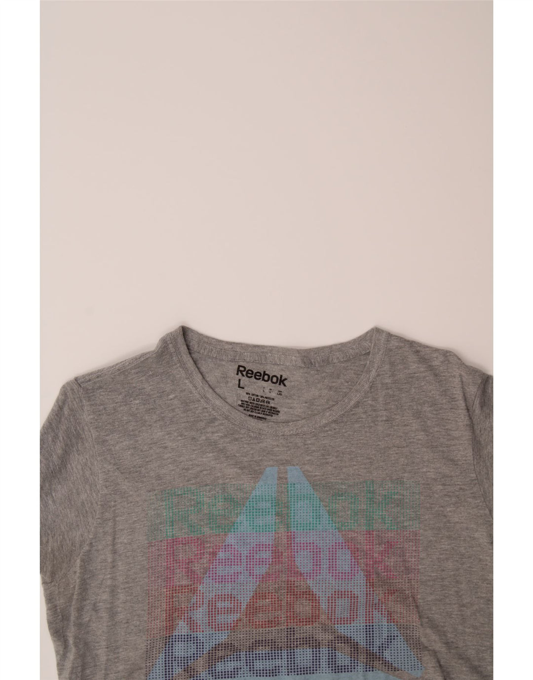 REEBOK Mens Slim Graphic T-Shirt Top Large Grey Cotton Vintage Reebok and Second-Hand Reebok from Messina Hembry 