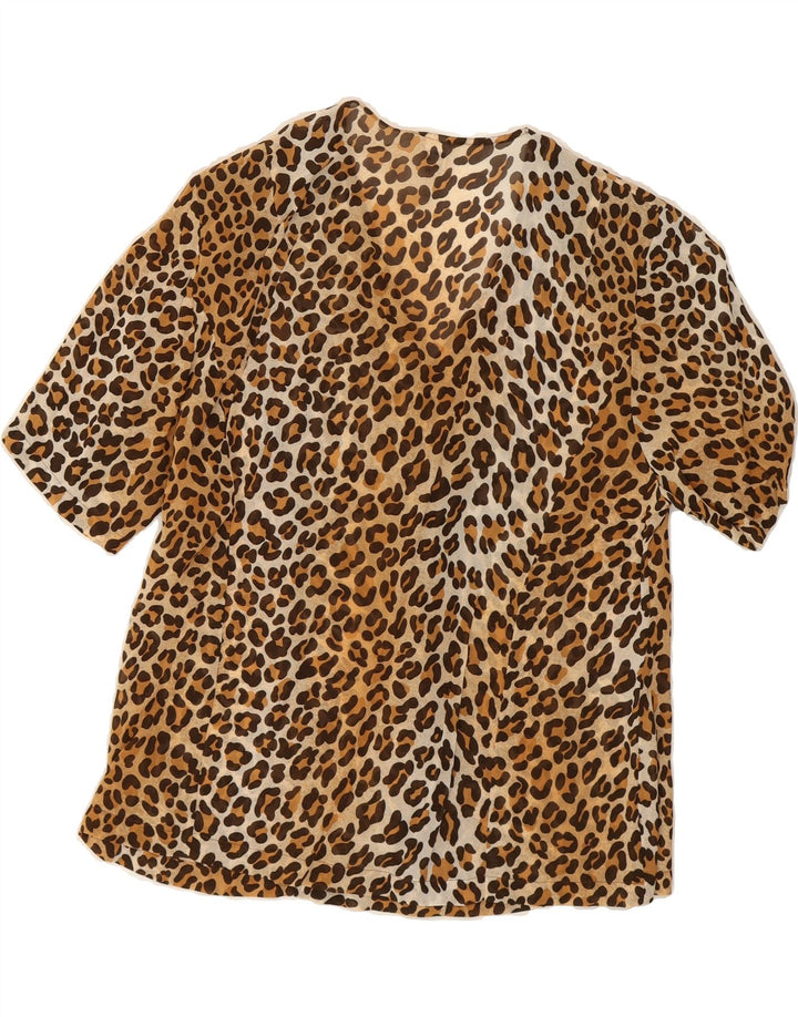 TRU Womens Short Sleeve Shirt Blouse IT 44 Medium Brown Animal Print Vintage Tru and Second-Hand Tru from Messina Hembry 
