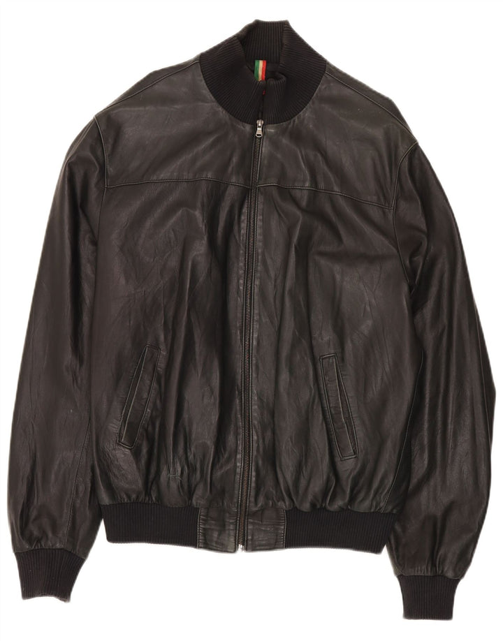 John and Sons Herre Læderjakke UK 38 Medium Sort Læder