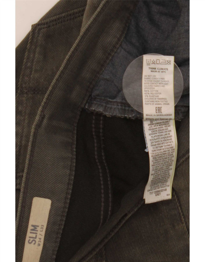Marks & Spencer Herre Slim Jeans W34 L33 Grå Bomuld