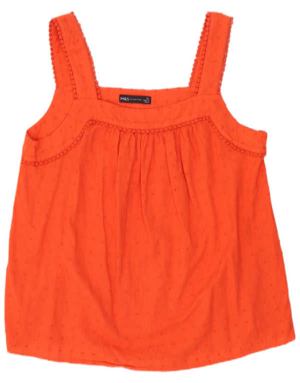 Marks & Spencer Womens Sleeveless Blouse Top UK 12 Medium Orange Spotted