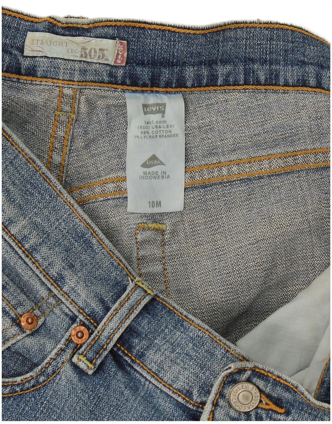 Levi's Dame 505 lige jeans US 10 Large W34 L32 Blå Bomuld