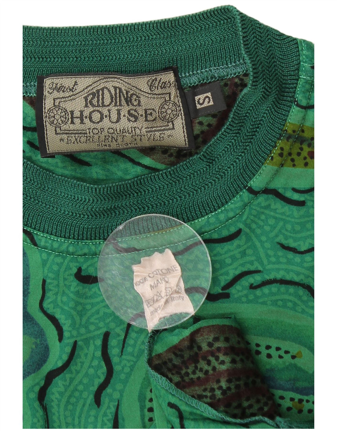 VINTAGE T-shirt med abstrakt mønster til mænd, lille grøn bomuld