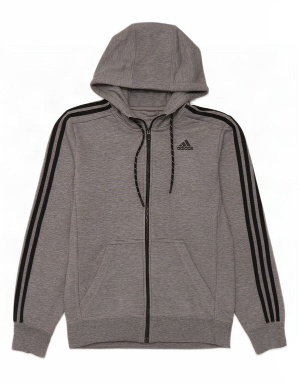 Adidas Herre Climalite hættetrøje med lynlås, lille grå flækket polyester