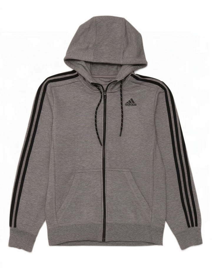 Adidas Herre Climalite hættetrøje med lynlås, lille grå flækket polyester