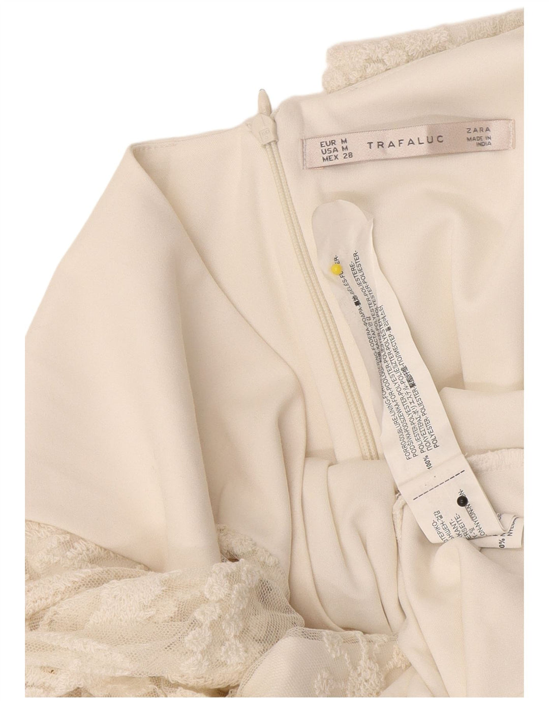 Zara Dame Trafaluc Blonde Bodycon Kjole UK 12 Medium White Polyester