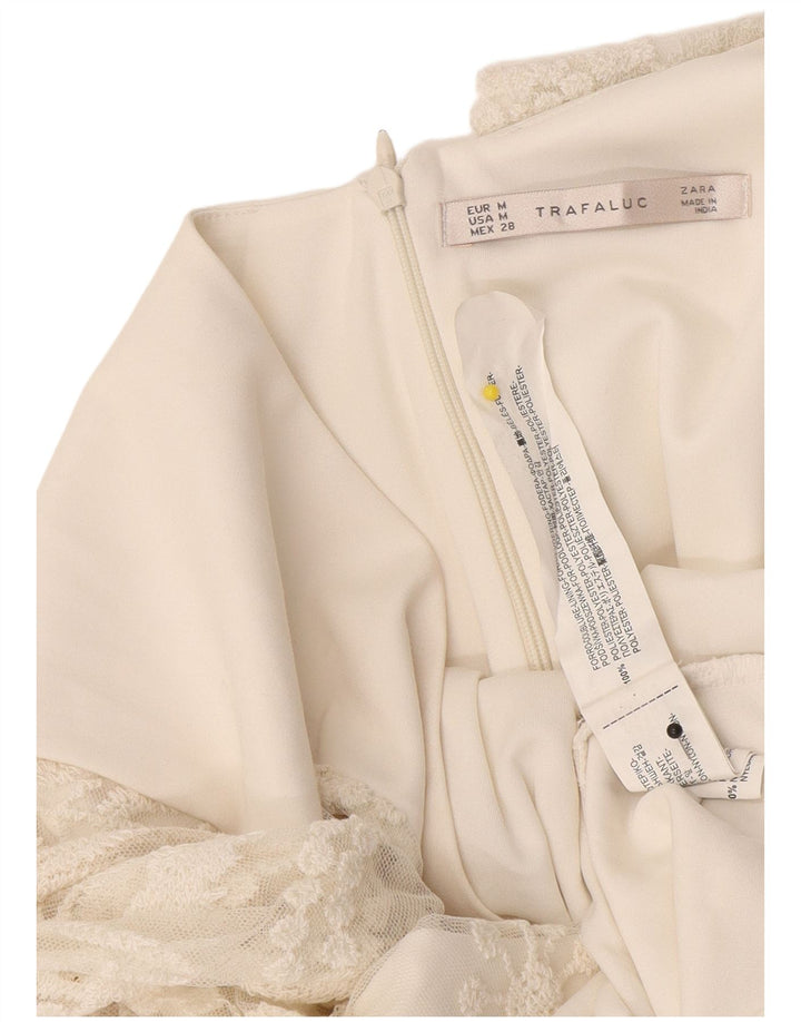 Zara Dame Trafaluc Blonde Bodycon Kjole UK 12 Medium White Polyester