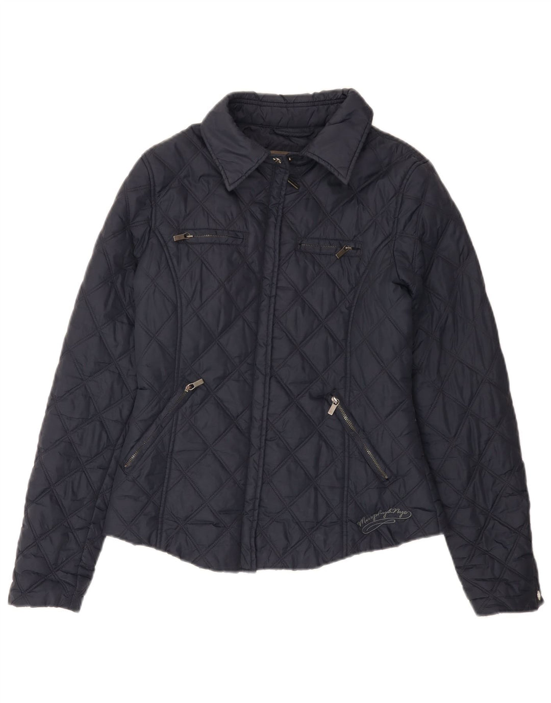 Murphy & Nye Dame Quiltet Jakke UK 10 Small Navy Blue Polyamide