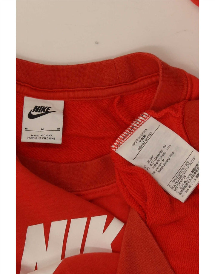 Nike Dame Grafisk Sweatshirt Jumper UK 14 Medium Rød Bomuld