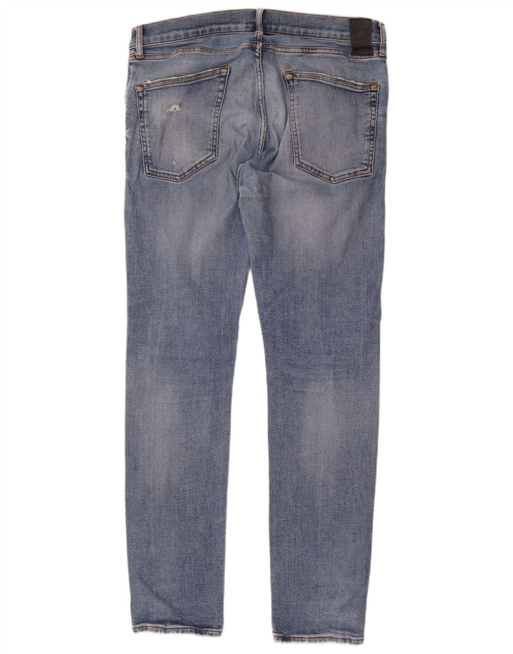 Zara Herre Distressed Slim Jeans EU 46 XL W36 L33 Blå