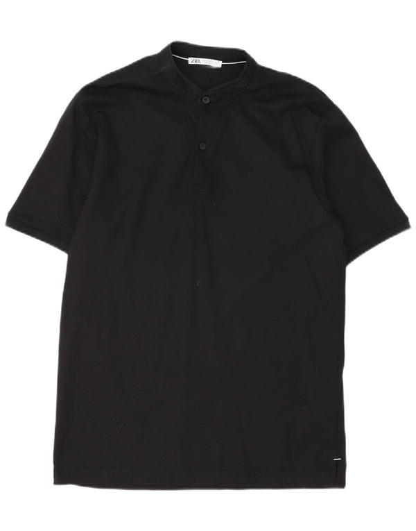 Zara herre polo shirt lille sort bomuld