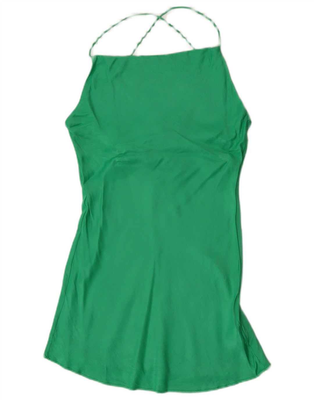 Zara Dame Halter Dress UK 10 Small Green Viscose