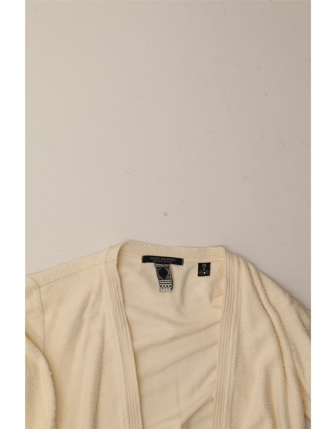 SCOTCH & SODA Womens Open Cardigan Sweater UK 12 Medium Off White Cotton Vintage Scotch & Soda and Second-Hand Scotch & Soda from Messina Hembry 